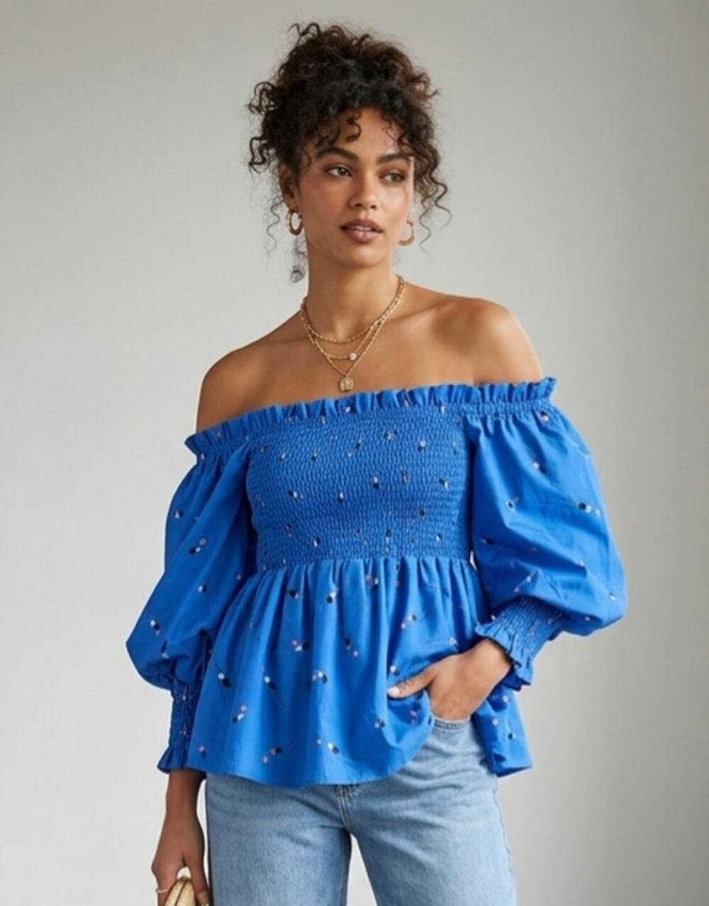 NWT Anthropologie Hutch Smocked Synchronized Swimmers Top. Size M. Retails $148